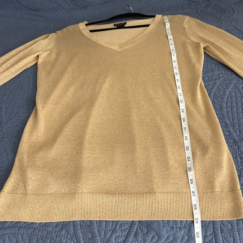 NWT Rafaella Women’s Gold Metallic V-Neck Sweater – Size Large - Picture 7 of 12